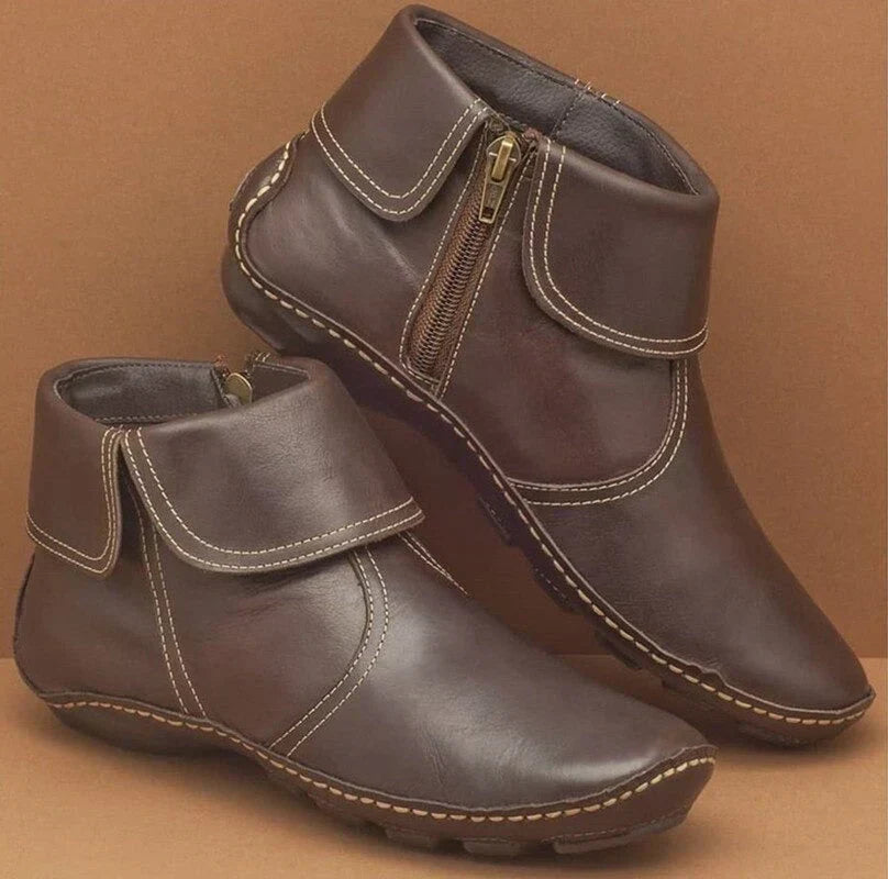 Delvaine | Damen Stiefeletten mit Reißverschluss - Burgundy - Image 3