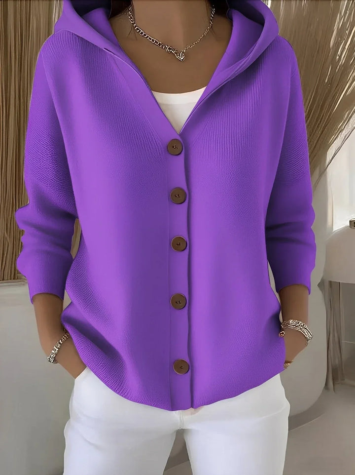 Delvaine | Damen Strickjacke mit Kapuze Oversize - Pink - Image 6