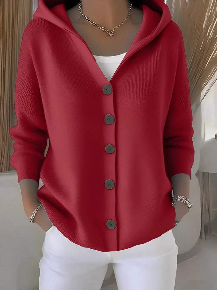 Delvaine | Damen Strickjacke mit Kapuze Oversize - Pink - Image 7