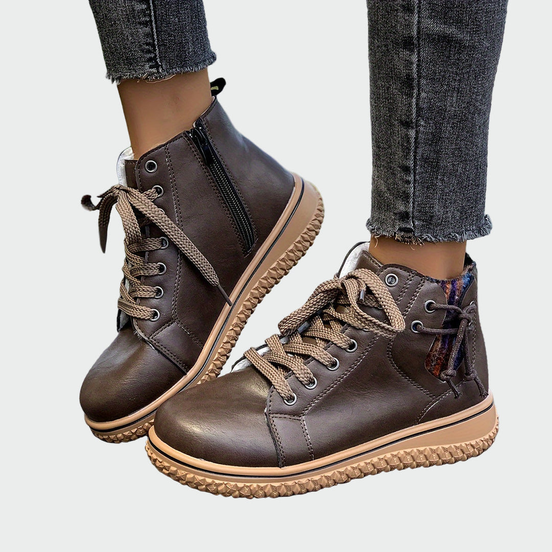 Delvone | Damen Stiefeletten mit Plateau und Schnürung - Image 3