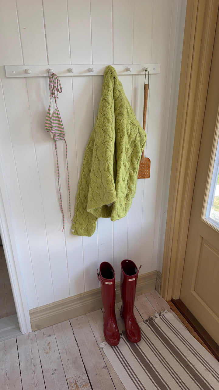 Delvorna | Damen Zopfstrickpullover Oversize - Light Green - Image 3