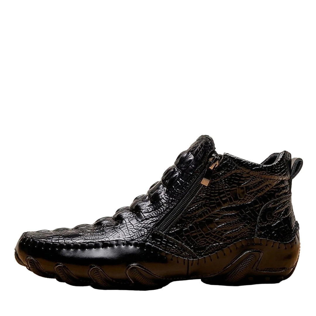 Dravan | Herren Knöchelstiefel Krokodilprägung - Black - Image 3