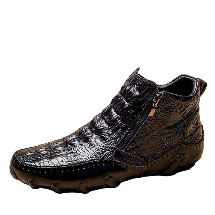 Dravan | Herren Knöchelstiefel Krokodilprägung - Black - Image 4