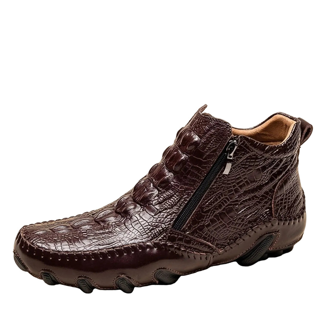 Dravan | Herren Knöchelstiefel Krokodilprägung - Black - Image 5