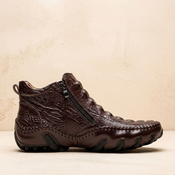 Dravan | Herren Knöchelstiefel Krokodilprägung - Black - Image 6