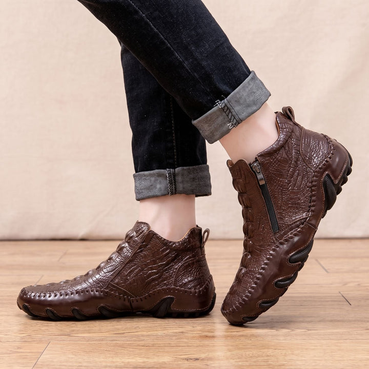 Dravan | Herren Knöchelstiefel Krokodilprägung - Black - Image 7