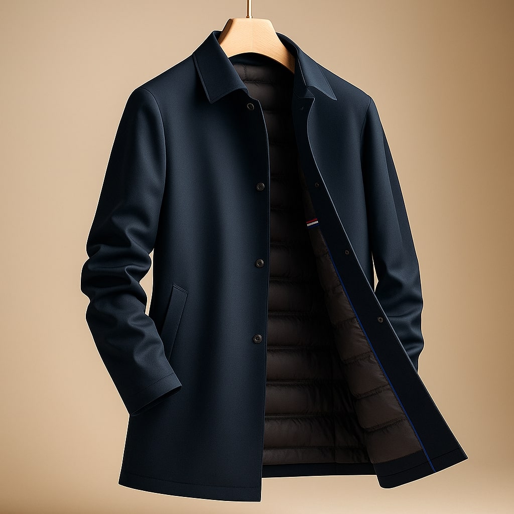 Draveld | Herren Wintermantel Slim Fit Daunenmantel - Navy - Image 4
