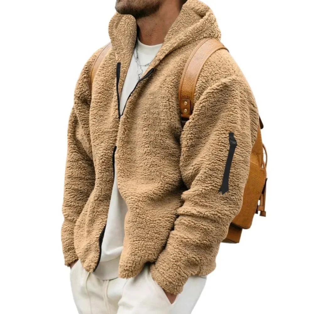 Dravell | Herren Teddyjacke mit Kapuze Fleecejacke - Camel - Image 1