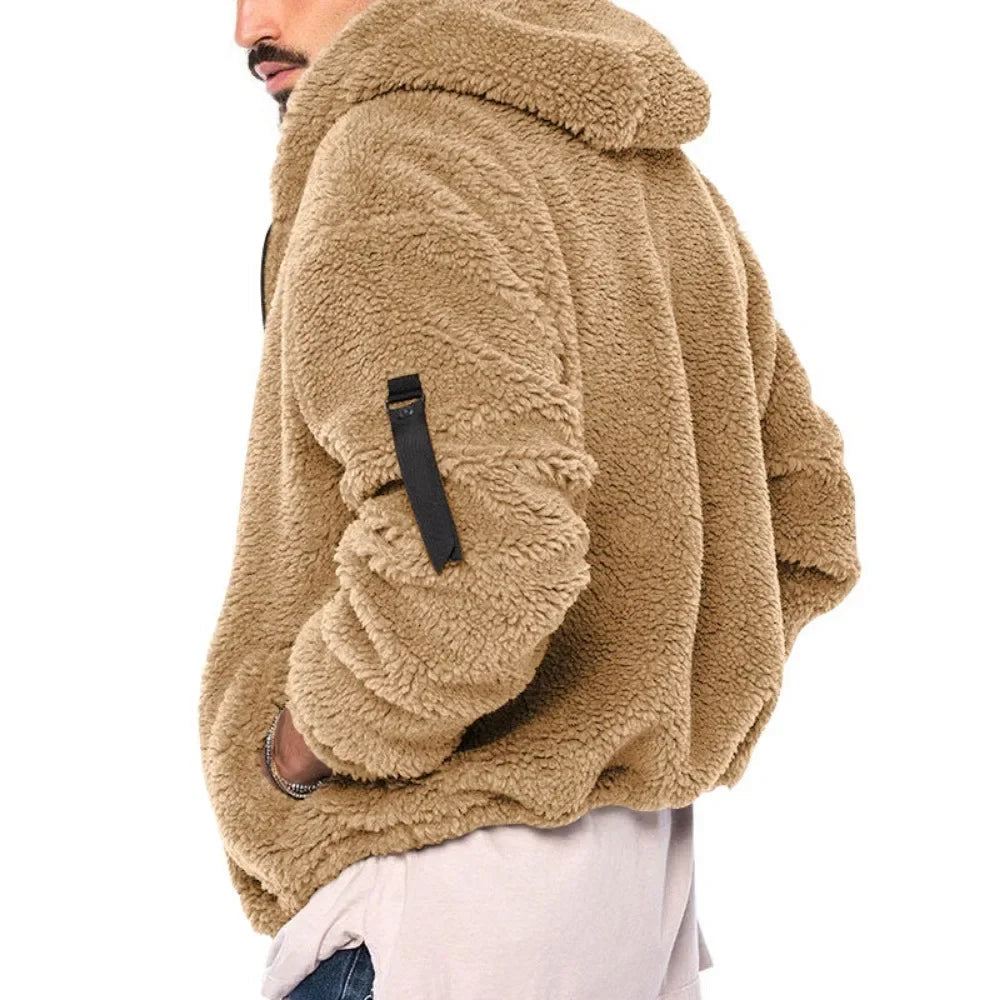 Dravell | Herren Teddyjacke mit Kapuze Fleecejacke - Camel - Image 3