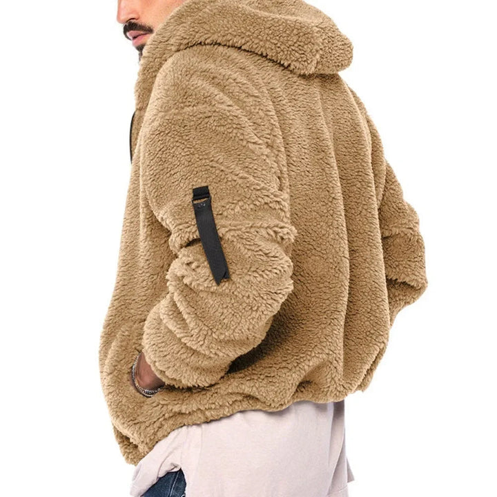 Dravell | Herren Teddyjacke mit Kapuze Fleecejacke - Camel - Image 3