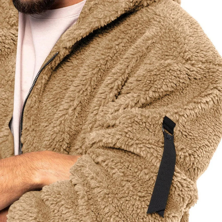 Dravell | Herren Teddyjacke mit Kapuze Fleecejacke - Camel - Image 4