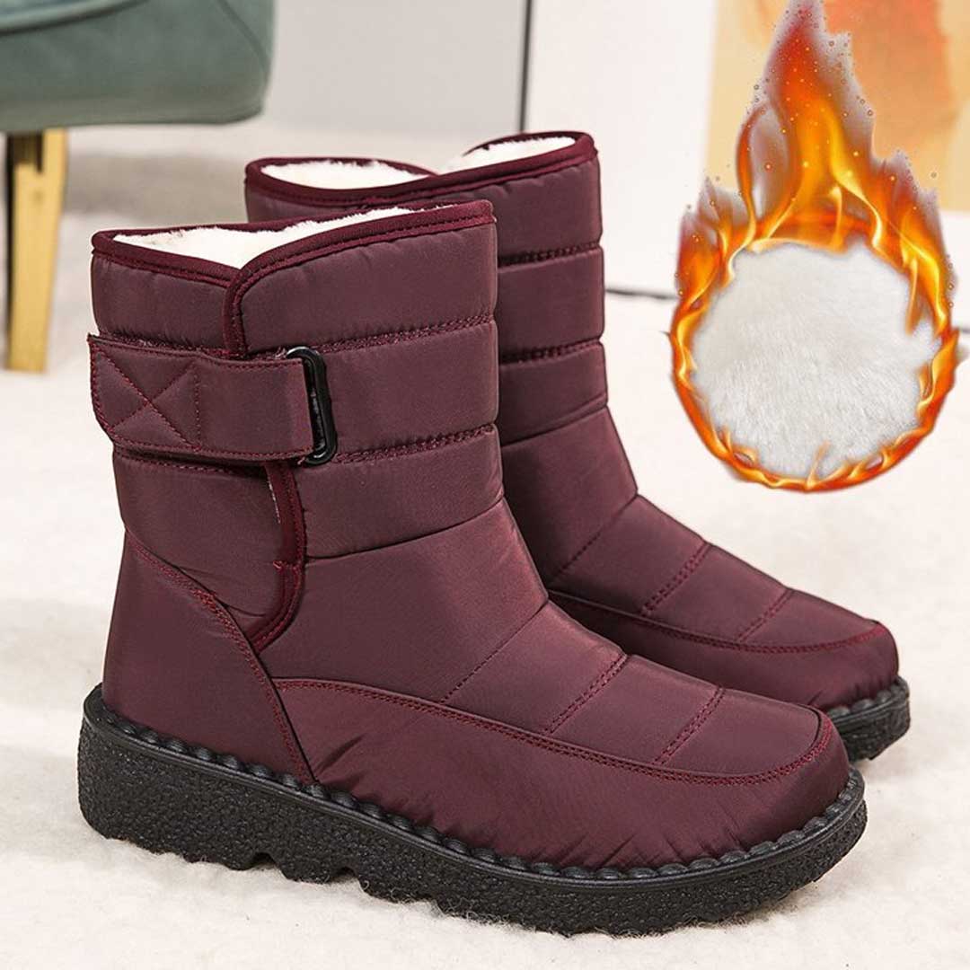 Dravelle | Damen Winterschuhe gefüttert Stiefel - Burgundy - Image 3
