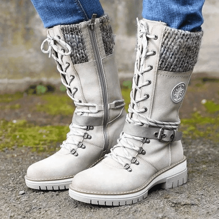 Dravelle | Damen Winterstiefel mit Schnürung und Strickschaft - Image 1