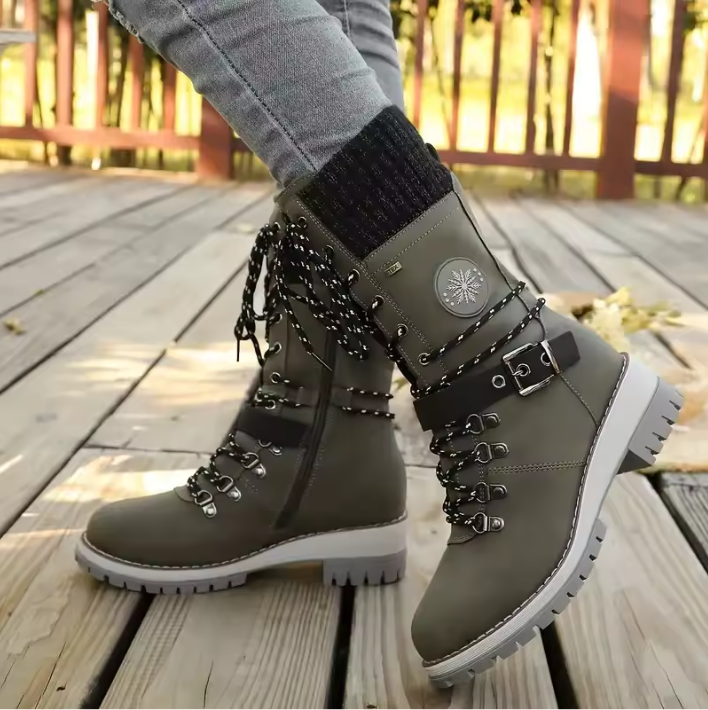 Dravelle | Damen Winterstiefel mit Schnürung und Strickschaft - Image 15