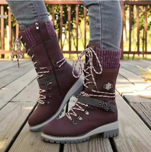 Dravelle | Damen Winterstiefel mit Schnürung und Strickschaft - Image 16