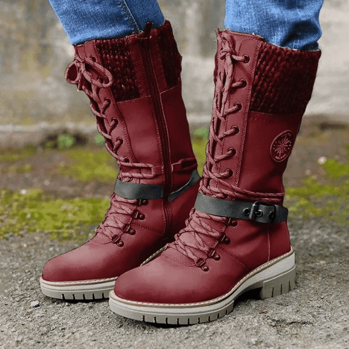 Dravelle | Damen Winterstiefel mit Schnürung und Strickschaft - Image 3