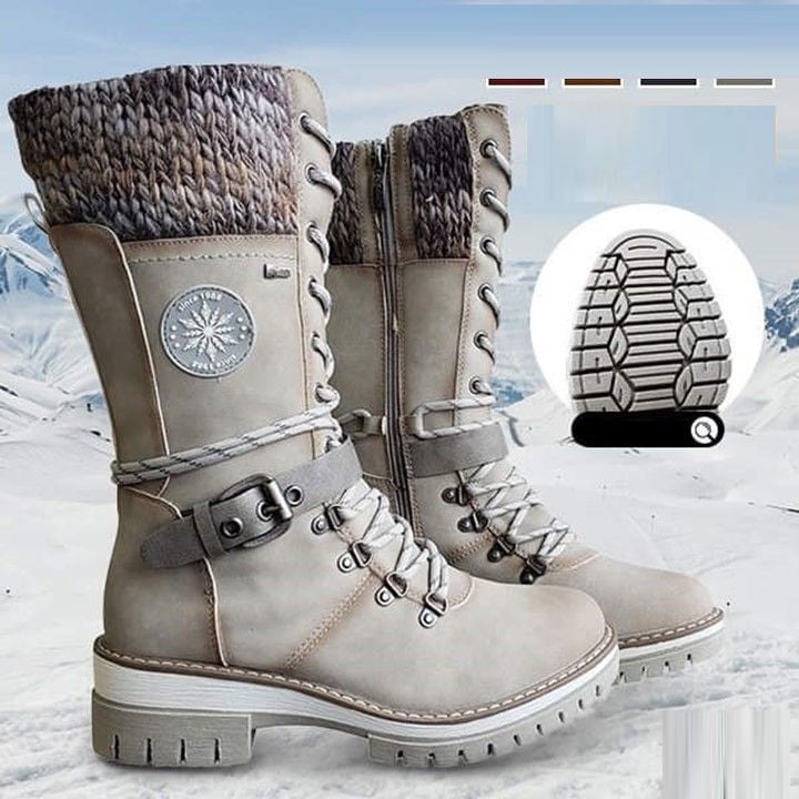 Dravelle | Damen Winterstiefel mit Schnürung und Strickschaft - Image 7