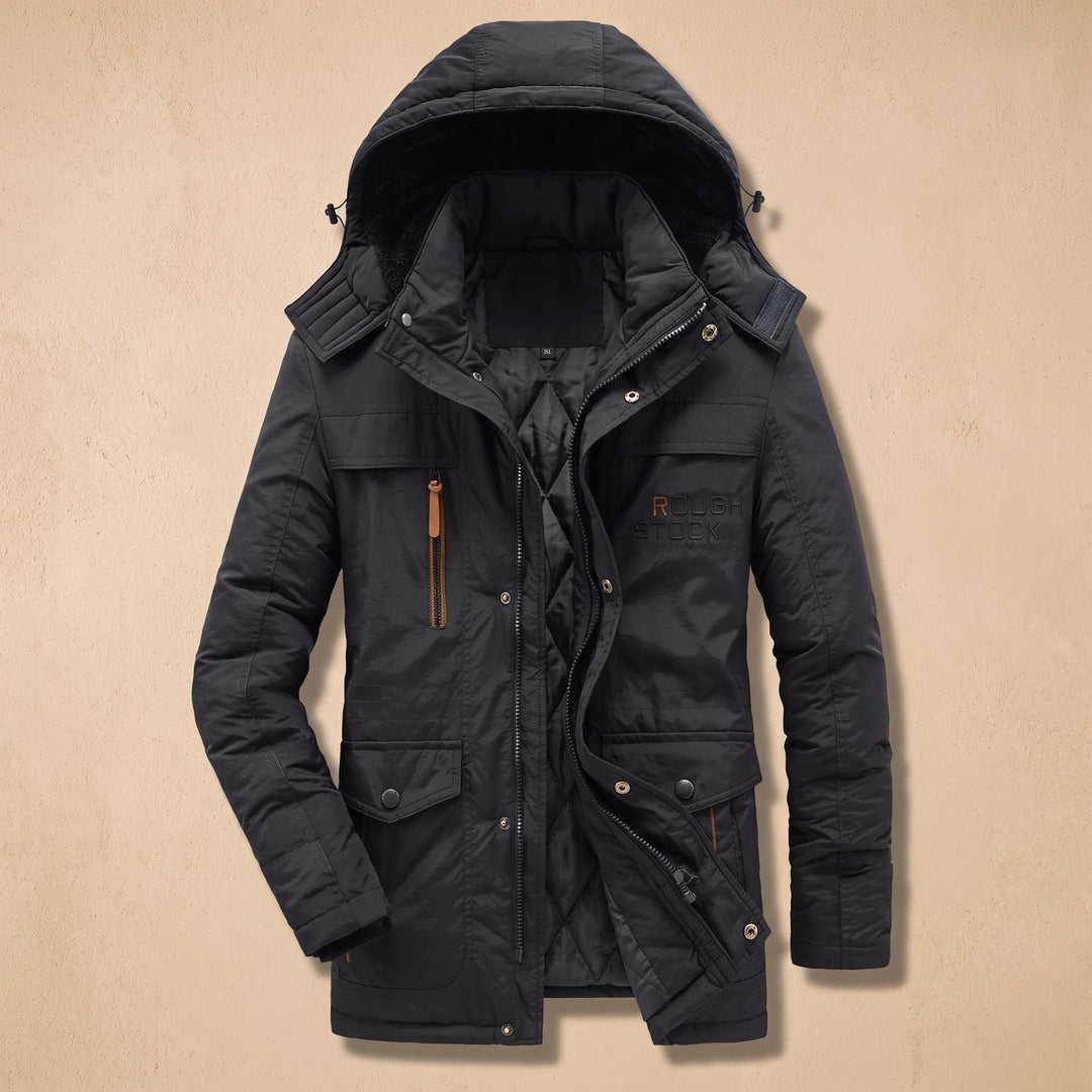 Draven | Herren Winterjacke Gefütterte Parka mit Kapuze - Black - Image 1