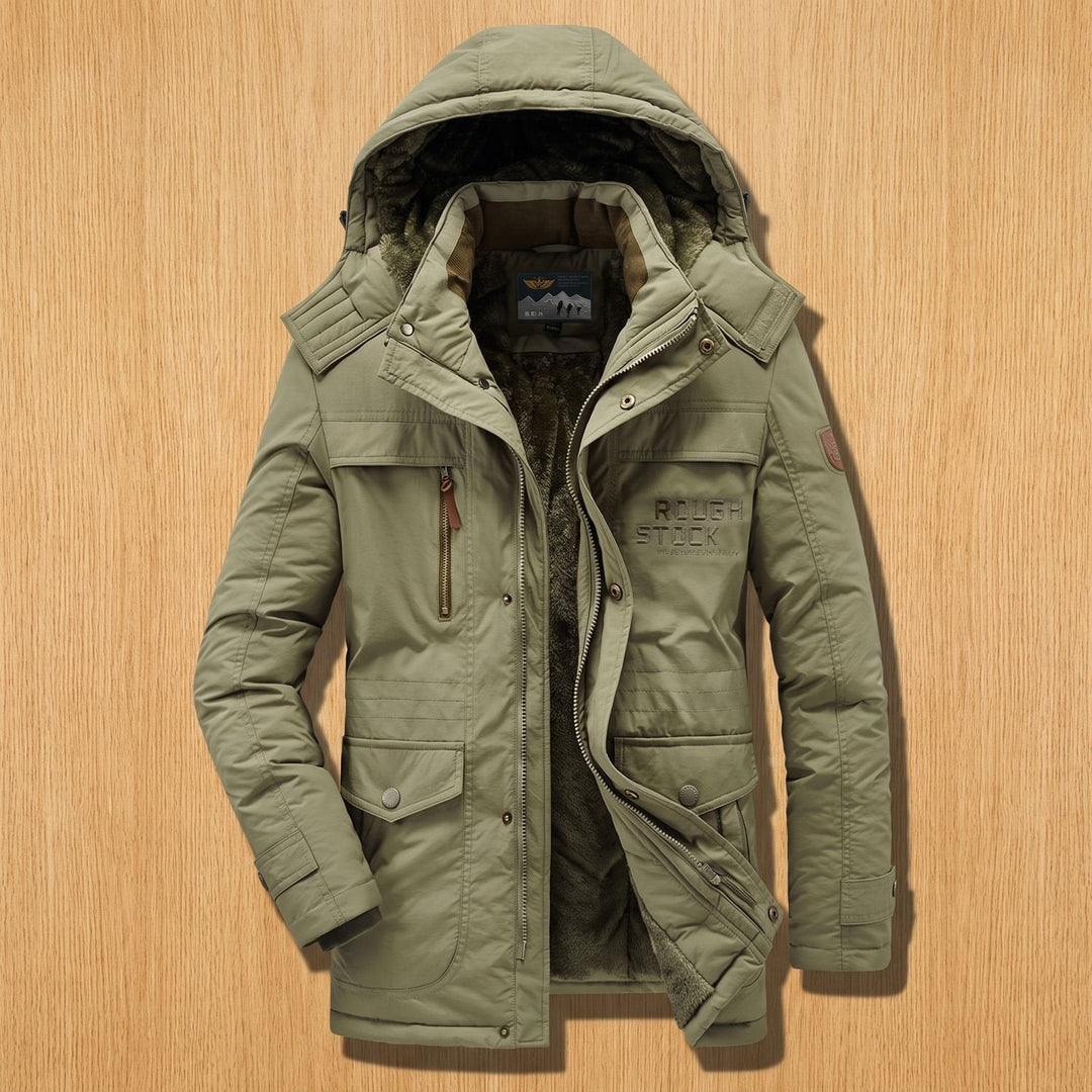 Draven | Herren Winterjacke Gefütterte Parka mit Kapuze - Black - Image 2
