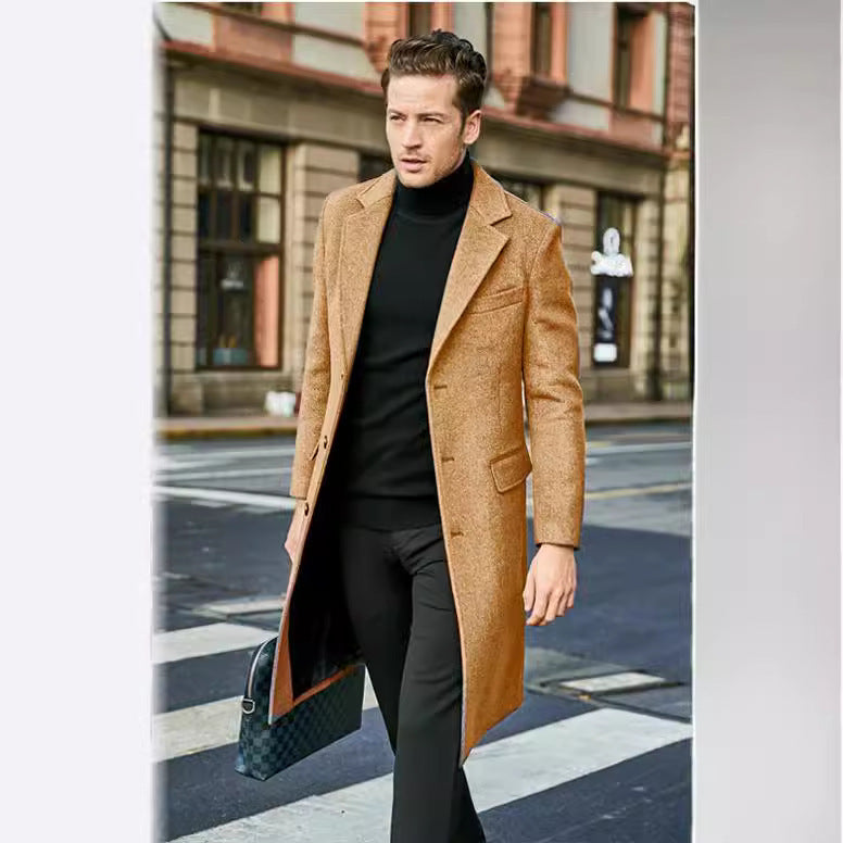 Draven | Herren Wintermantel Langer Wollmix-Mantel - Grey - Image 4