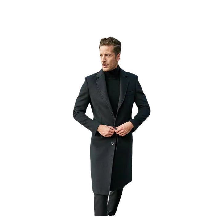 Draven | Herren Wintermantel Langer Wollmix-Mantel - Grey - Image 5