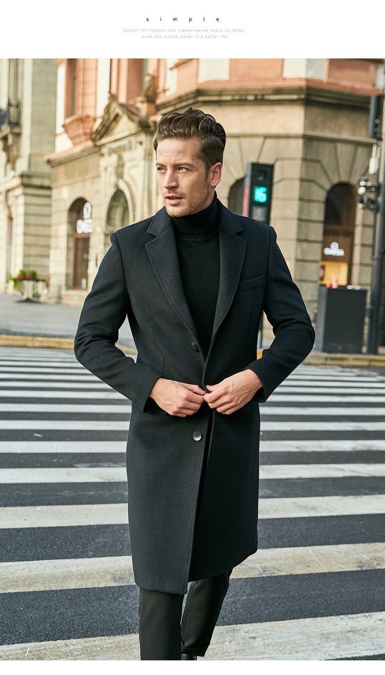 Draven | Herren Wintermantel Langer Wollmix-Mantel - Grey - Image 6