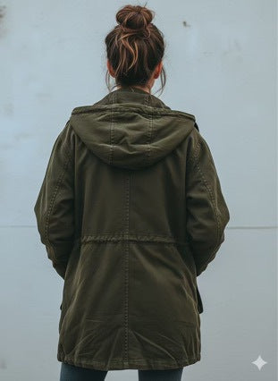 Dravholt | Damen Winterjacke mit Kapuze Parka - Olive Green - Image 4