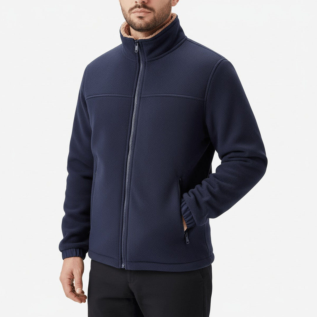 Dravion | Herren Teddyjacke Fleecejacke mit Stehkragen - Camel - Image 3