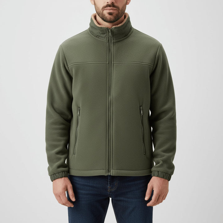 Dravion | Herren Teddyjacke Fleecejacke mit Stehkragen - Camel - Image 4