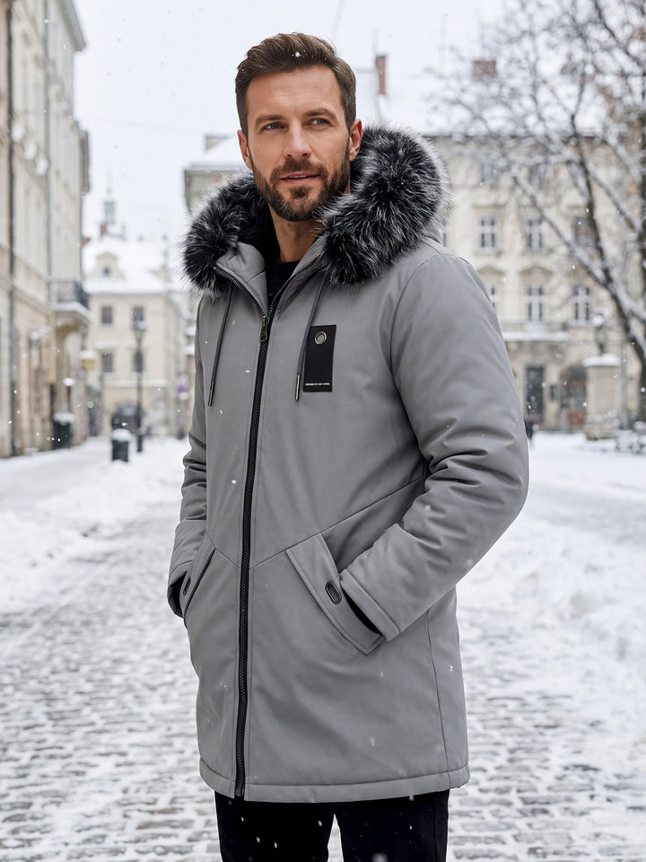 Dravkel | Herren Winterjacke Wattierter Parka mit Kapuze - Grey - Image 1