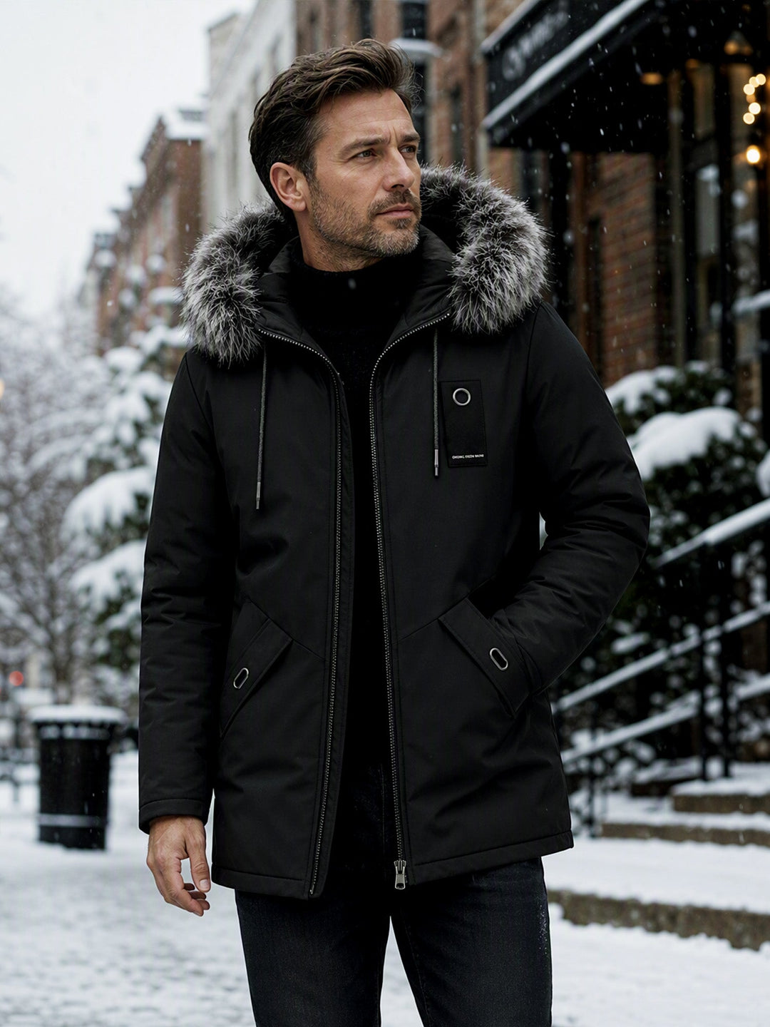 Dravkel | Herren Winterjacke Wattierter Parka mit Kapuze - Grey - Image 2