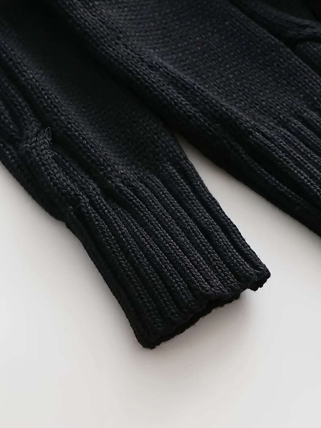 Dravken | Herren Strickjacke Zopfmuster Schalkragen - Black - Image 5