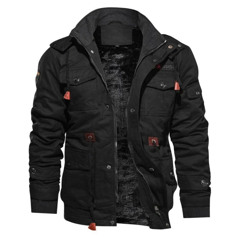 Dravkon | Herren Winterjacke Gefüttert mit Kapuze - Black - Image 1