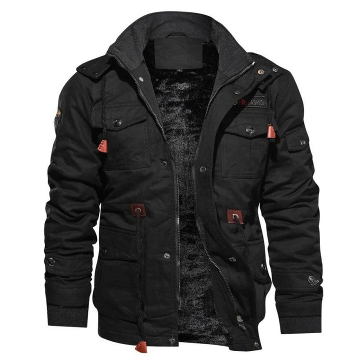 Dravkon | Herren Winterjacke Gefüttert mit Kapuze - Black - Image 1