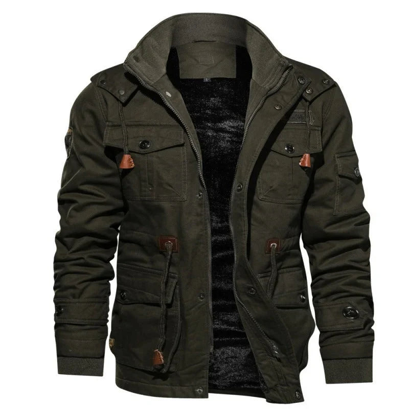 Dravkon | Herren Winterjacke Gefüttert mit Kapuze - Black - Image 4
