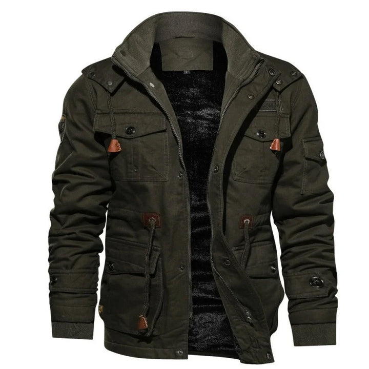 Dravkon | Herren Winterjacke Gefüttert mit Kapuze - Black - Image 4