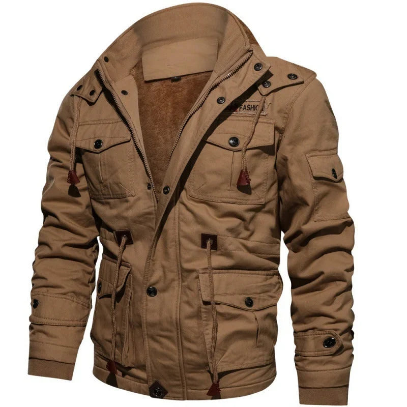 Dravkon | Herren Winterjacke Gefüttert mit Kapuze - Black - Image 5