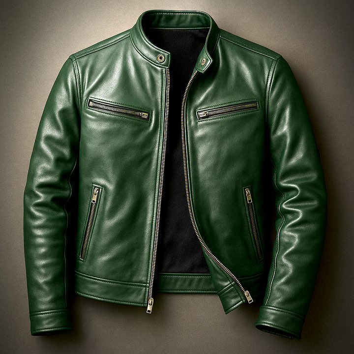 Dravok | Herren Lederjacke Bikerjacke mit Reißverschluss - Image 6