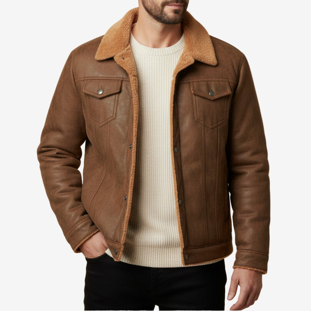 Dravok | Herren Teddyjacke Sherpa Gefüttert - Camel - Image 2