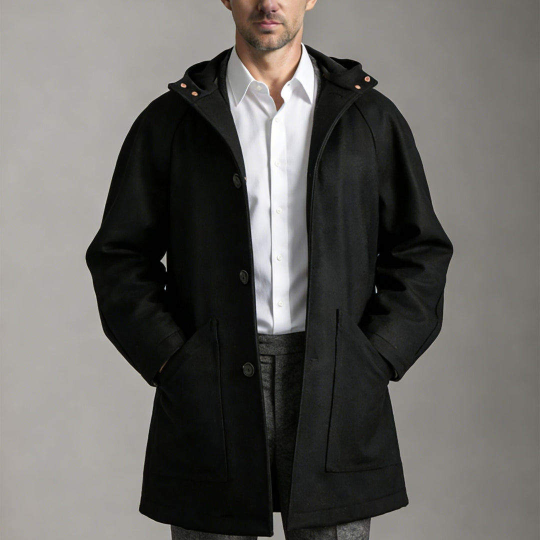Dravok | Herren Wintermantel mit Kapuze - Black - Image 1