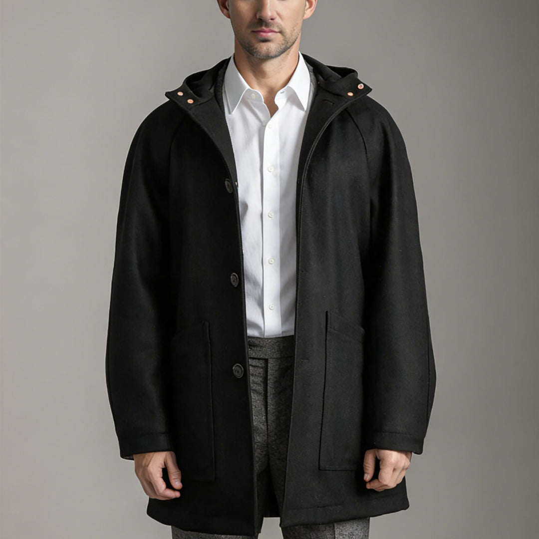 Dravok | Herren Wintermantel mit Kapuze - Black - Image 3