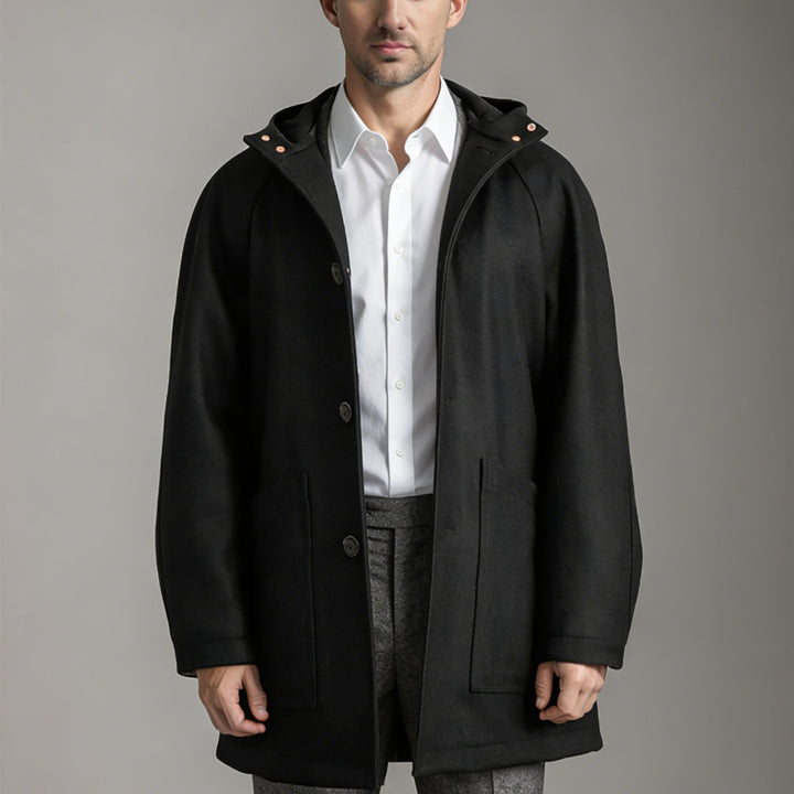 Dravok | Herren Wintermantel mit Kapuze - Black - Image 3