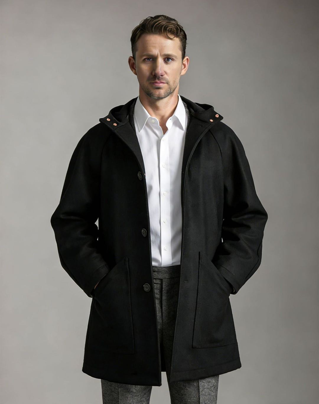 Dravok | Herren Wintermantel mit Kapuze - Black - Image 7