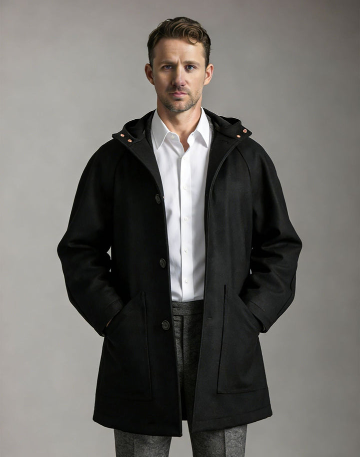 Dravok | Herren Wintermantel mit Kapuze - Black - Image 7