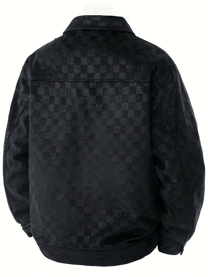 Dravorn | Herren Karo-Jacke mit Druckknöpfen - Black - Image 3