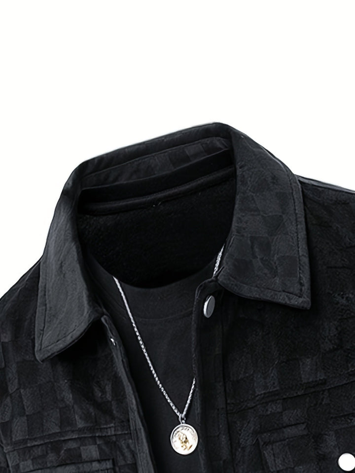 Dravorn | Herren Karo-Jacke mit Druckknöpfen - Black - Image 4