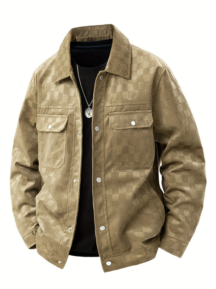 Dravorn | Herren Karo-Jacke mit Druckknöpfen - Black - Image 6