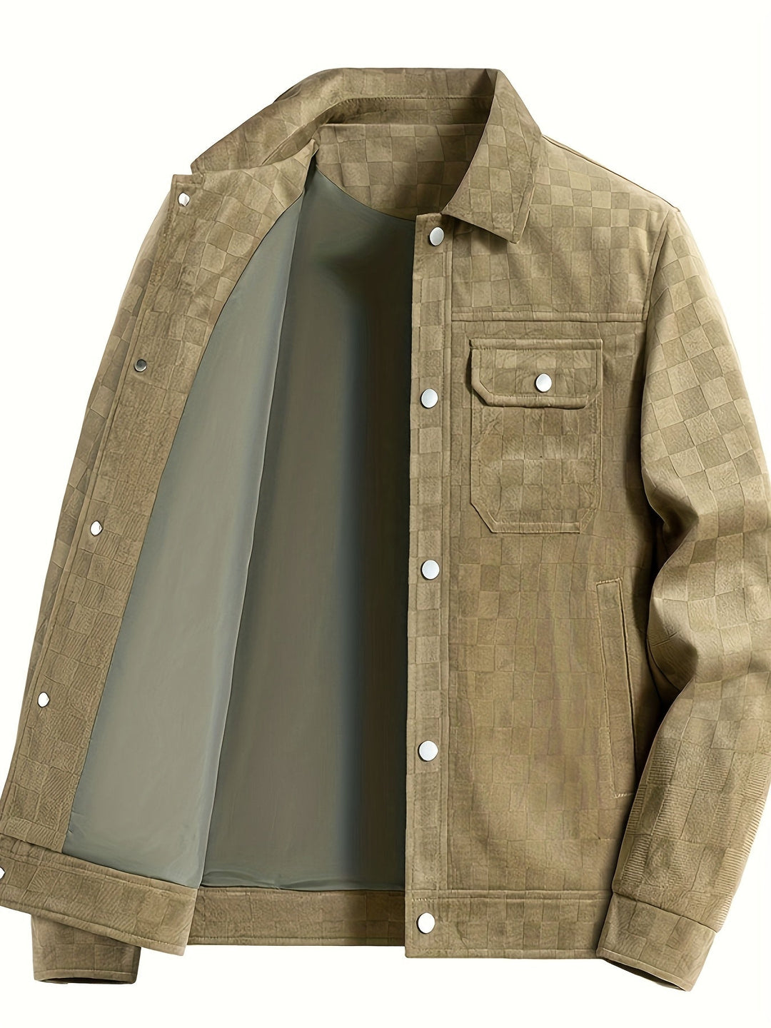 Dravorn | Herren Karo-Jacke mit Druckknöpfen - Black - Image 9