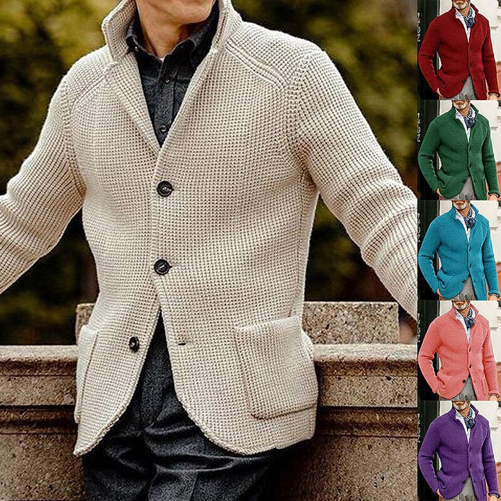 Dravorn | Herren Strickjacke Blazer Waffelstruktur - Cream - Image 1