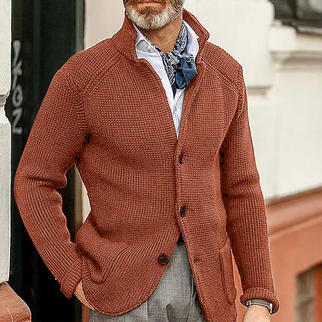 Dravorn | Herren Strickjacke Blazer Waffelstruktur - Cream - Image 6